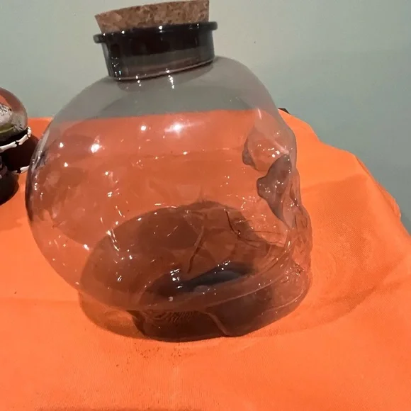 6/$25 Mystic Gray & Orange Plastic Skull with Cork Lid Set - Picture 4 of 15